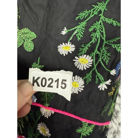 Sam Edelman Botanical Sheer Midi Dress Black with Floral Embroidery Size 0 $168 - Picture 16 of 16